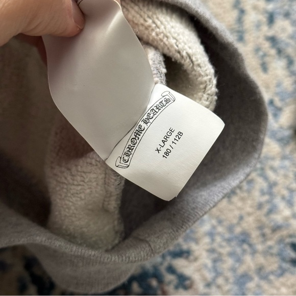 Chrome Hearts Triple Cross Paper Jam Mock Neck Grey Sweatshirt, Size XL - Picture 7 of 16